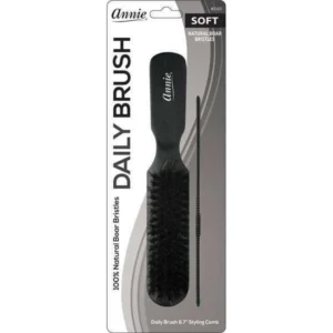 Annie Daily Brush (Soft) with 7" Styling Comb – 100% Natural Boar Bristles